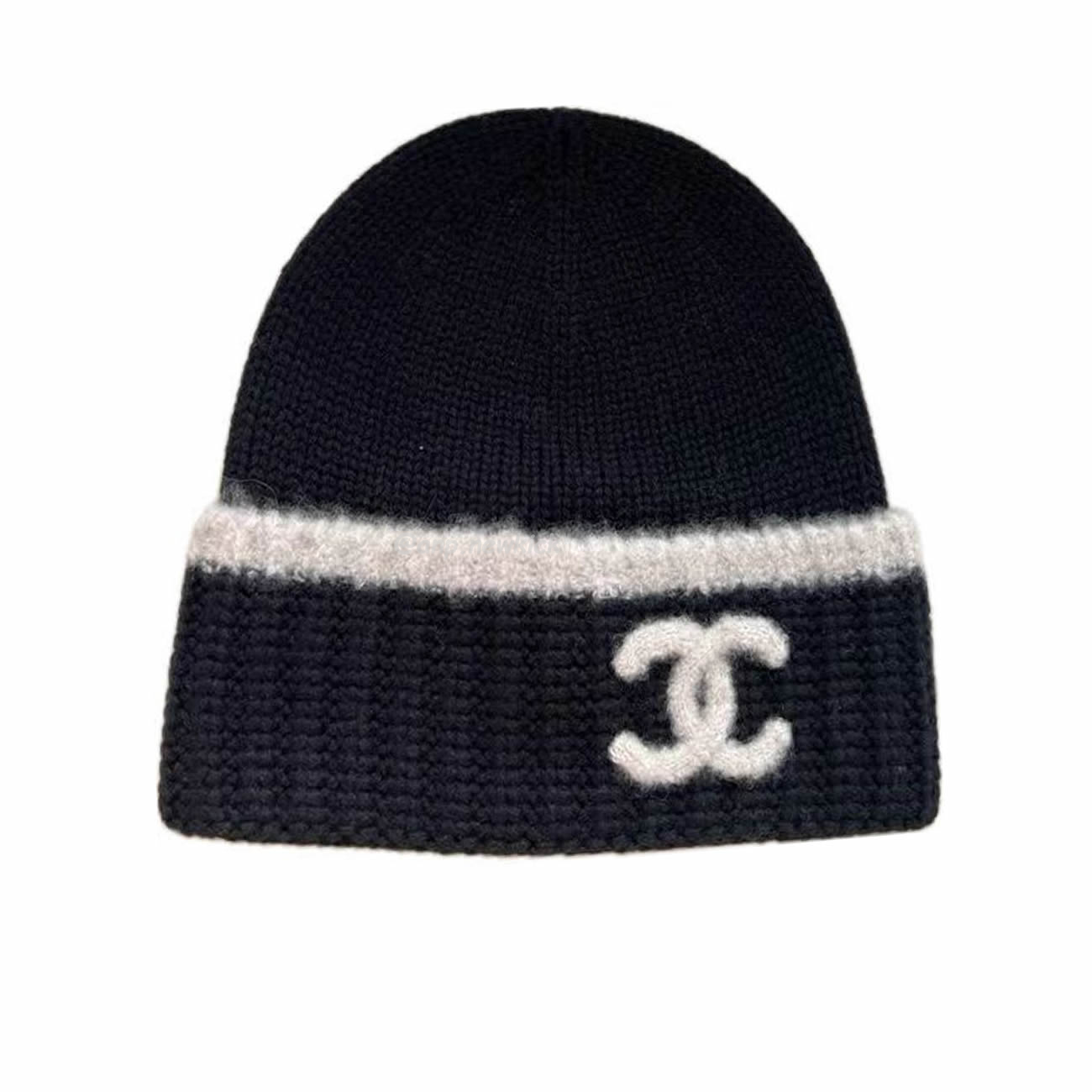 Chanel Cc Logo Black Beanie Hat (1) - newkick.cc